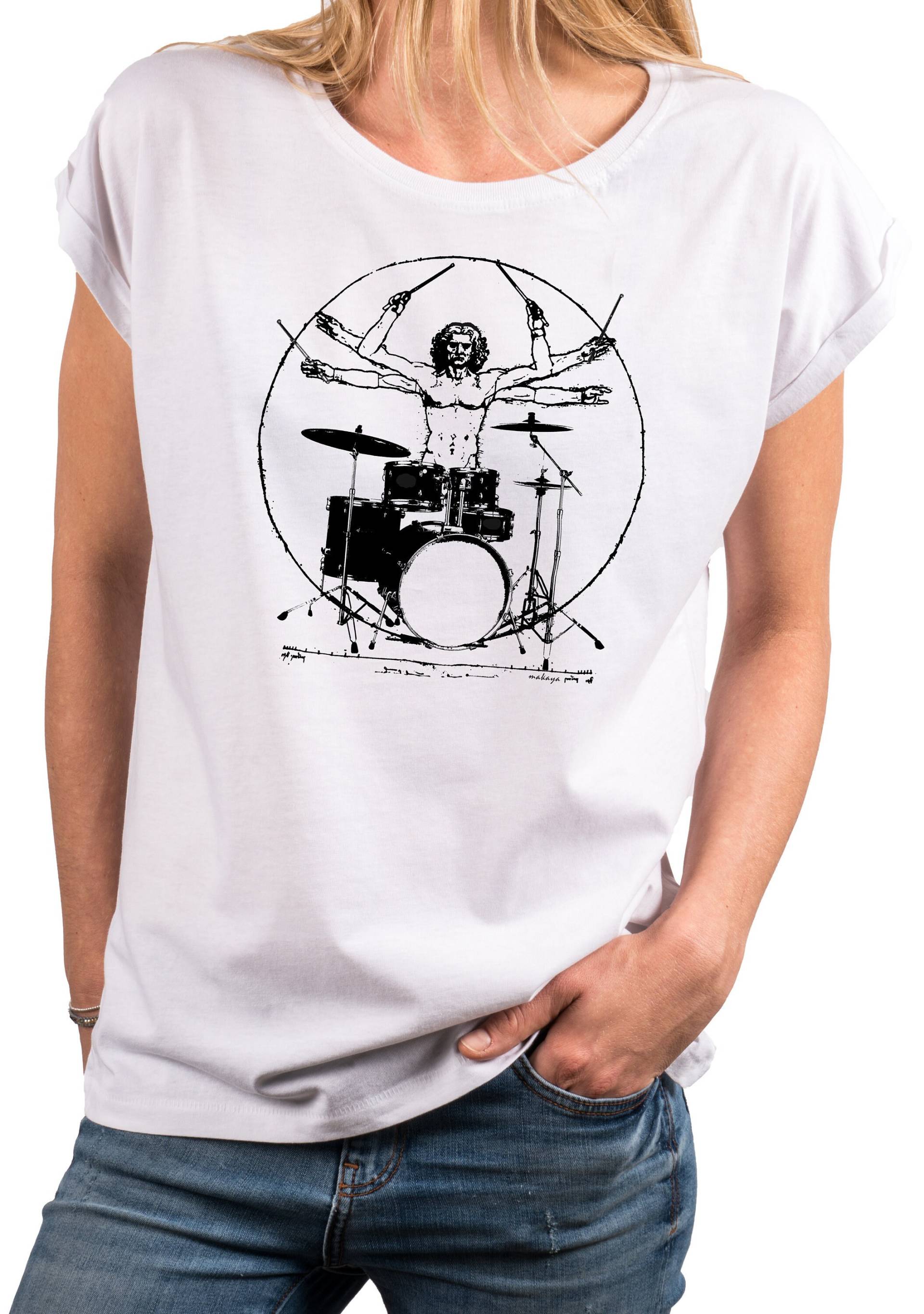 Musik T-Shirt Damen Schlagzeug Drummer Top - Geschenke Für Freundin Musiker Musikliebhaber Frauen Damenshirt von MakayaShirts