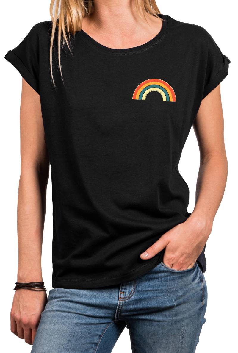 Regenbogen T-Shirt Damen Mädchen Rainbow Top Pride Lgbtq Vintage Print Sommer Oberteile Oversize Kurzarm Baumwolle Xs-5Xl von MakayaShirts