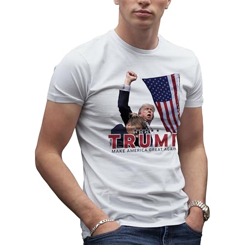 Donald Trump MAGA Make America Great Again 2024 Trump Shooting Herren Weißes T-Shirt Size XXL von Makdi