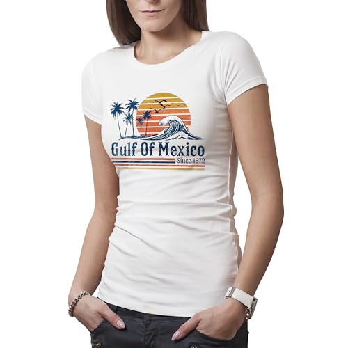 Gulf of Mexico Since 1672 Retro Vintage Beach Damen Weißes T-Shirt Size M von Makdi