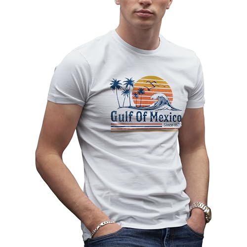 Gulf of Mexico Since 1672 Retro Vintage Beach Herren Weißes T-Shirt Size L von Makdi
