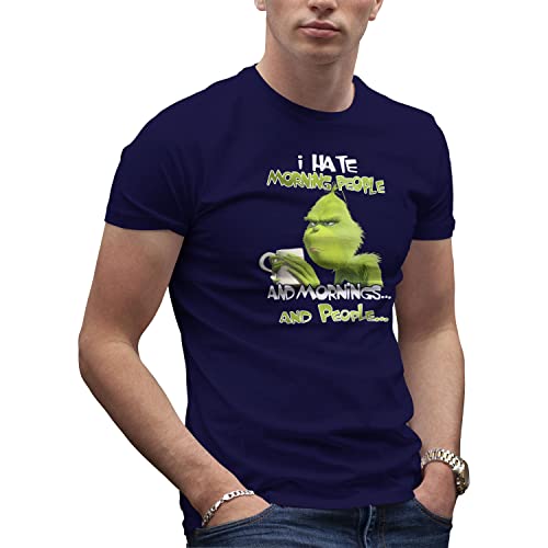 I Hate Morning People and Mornings and People Grinch and Coffee Lover Herren Marineblaues T-Shirt Size XXL von Makdi