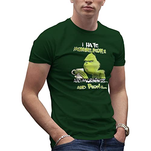 I Hate Morning People and Mornings and People Grinch and Coffee Lover Herren Militärgrün T-Shirt Size L von Makdi