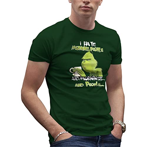 I Hate Morning People and Mornings and People Grinch and Coffee Lover Herren Militärgrün T-Shirt Size XXL von Makdi