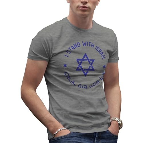 Support Israel I Stand with Israel Herren Grau T-Shirt Size L von Makdi