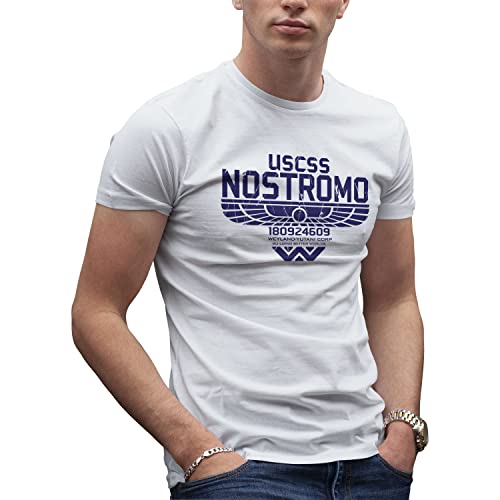 USCSS Nostromo Aliens Inspired Weyland Herren Weißes T-Shirt Size L von Makdi