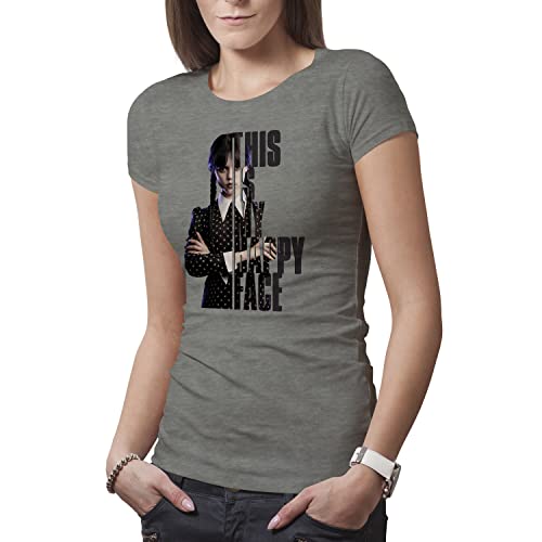 Wednesday This is My Happy Face Fun Damen Grau T-Shirt Size XXL von Makdi