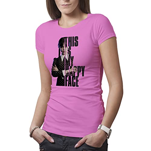Wednesday This is My Happy Face Fun Damen Rose T-Shirt Size S von Makdi