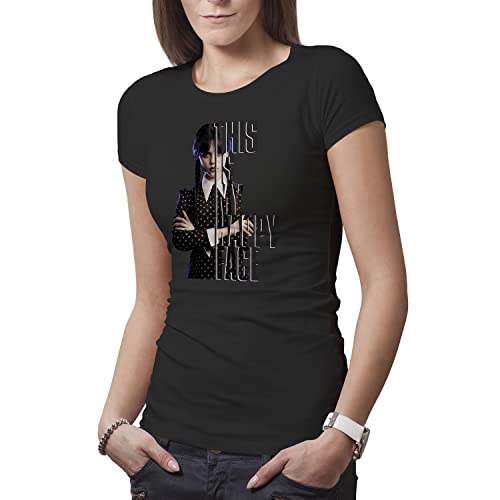 Wednesday This is My Happy Face Fun Damen Schwarz T-Shirt Size L von Makdi
