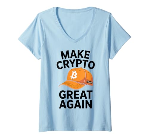 Damen Machen Sie Krypto Wieder großartig Bitcoin T-Shirt mit V-Ausschnitt von Make Crypto Great Again Bitcoin Apparel