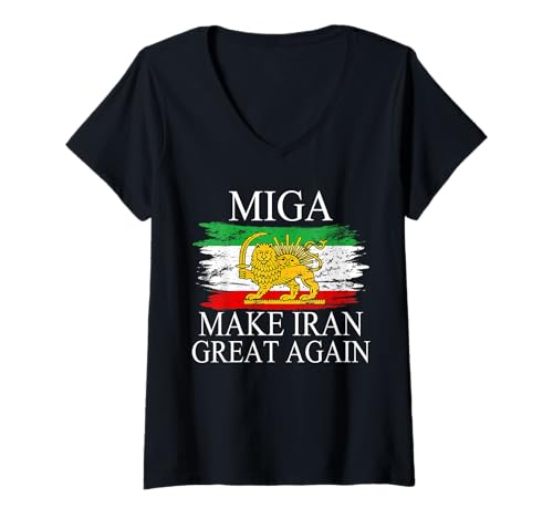Damen Iranisches Shirt Make Iran Great Again Emblem des Iran MIGA Geschenk T-Shirt mit V-Ausschnitt Damen Iranisches Shirt Make Iran Great Again Emblem des Iran MIGA Geschenk T-Shirt mit V-Ausschnitt von Make Iran Great Again Emblem Of Iran MIGA