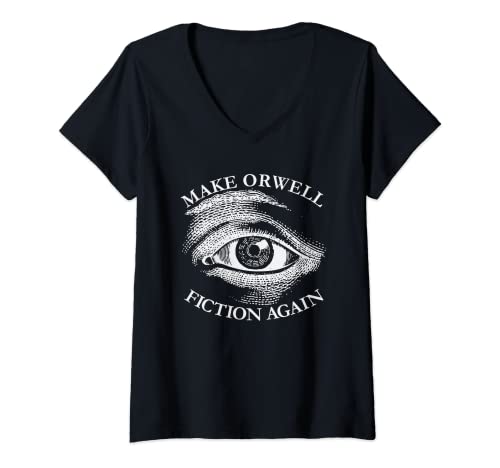 Damen Machen Sie Orwell Fiction Again Libertarian Orwelllian 1984 Orwell T-Shirt mit V-Ausschnitt von Make Orwell Fiction Again Co.