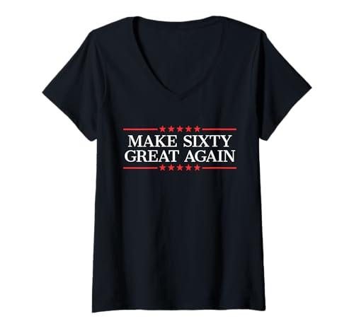 Damen Mach Sixty Wieder großartig T-Shirt mit V-Ausschnitt von Make Sixty Great Again