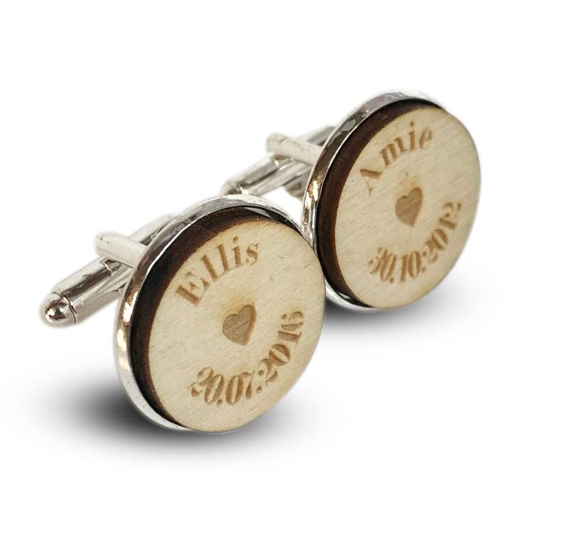 Personalisierte Holz Kreis Manschettenknöpfe Mit Kindern Geburt Daten Papa Oder Großvater Geschenk - 024 von MakeItPersonalCoShop