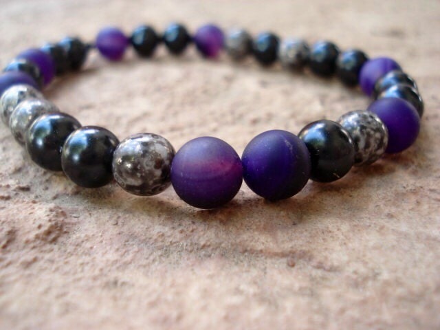 Amethyst Achat Perlen Armband Lila Edelstein Schmuck von MakeMeSmileJewelry
