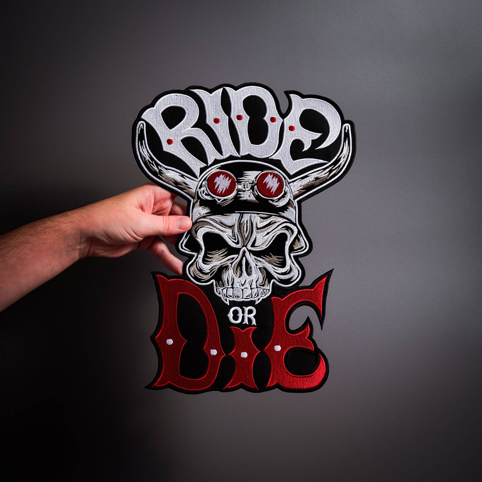 Ride Or Die Skull Large Back Patch Für Bikerweste Nach Maß von MakeMyPatchNow