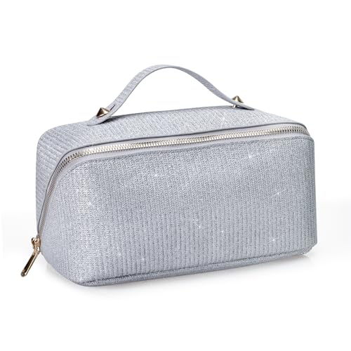 Glitzernde Kosmetiktasche, großes Fassungsvermögen, Reise-Make-up-Tasche, Geschenke für Frauen, Make-up-Organizer, silber, Glitzernde Make-up-Tasche von MakePretty