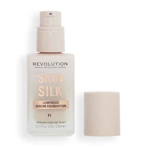 Makeup Revolution, Skin Silk Serum Foundation, Light to Medium Coverage, Contains Hyaluronic Acid, F1, 23ml von Makeup Revolution