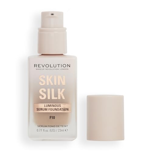 Makeup Revolution, Skin Silk Serum Foundation, Light to Medium Coverage, Contains Hyaluronic Acid, F10, 23ml von Makeup Revolution