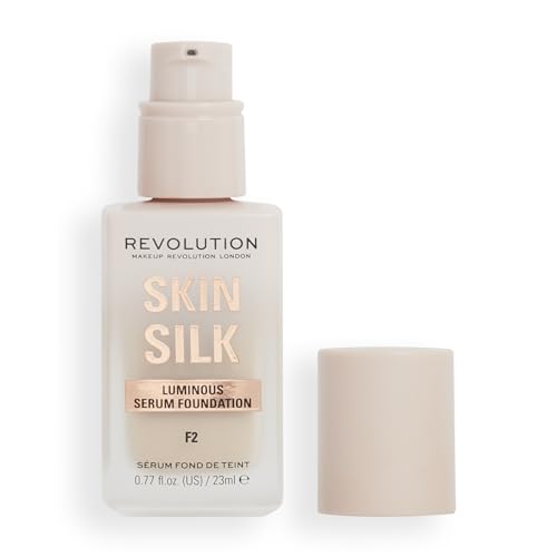 Makeup Revolution, Skin Silk Serum Foundation, Light to Medium Coverage, Contains Hyaluronic Acid, F2, 23ml von Revolution Beauty London