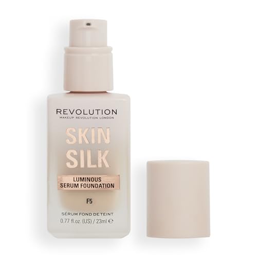 Makeup Revolution, Skin Silk Serum Foundation, Light to Medium Coverage, Contains Hyaluronic Acid, F5, 23ml von Makeup Revolution