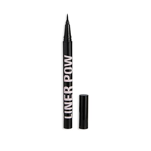 Makeup Revolution, Liner Pow Liquid Eyeliner, wasserfeste und langanhaltende Formel, Schwarz, 0,5 ml von Revolution Beauty London