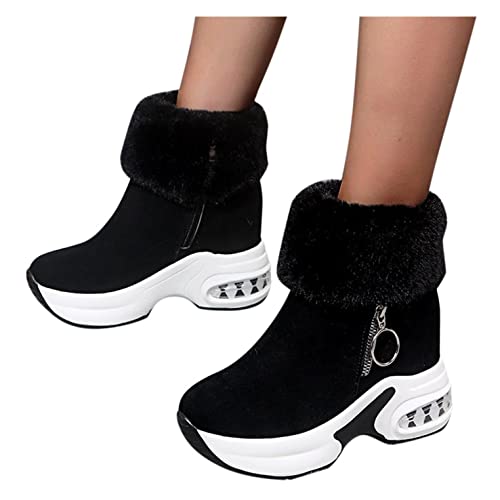 MakeYouChic Hohe Stiefel Damen Schwarz,Winterstiefel Damen Wasserdicht Gefüttert Winter Warm Outdoor rutschfest Schneeboots Schneeschuhe Winterschuhe Schlupfstiefel Schneestiefel von MakeYouChic