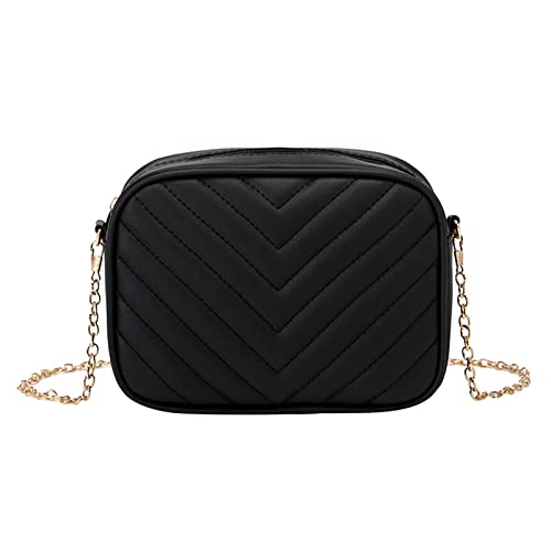 MakeYouChic Umhängetasche Damen Klein, Crossbody Bag Damen Breiter Gurt Leder Umhängetasche Damen Klein Moderne Taschen Mit Breitem Schultergurt Schwarz Mit Vier Reißverschlussfächern Handtaschemit von MakeYouChic