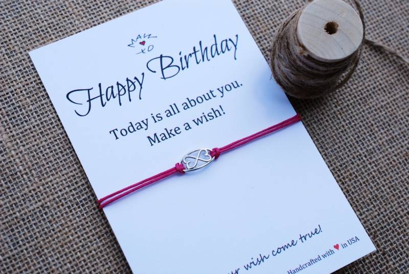 Alles Gute Zum Geburtstag Karte 925 Sterling Silber Herz Armband Wunsch Baumwolle Gewachste Schnur Inspirierende Geschenk Geburtstagsgeschenk von MakeaWishXO