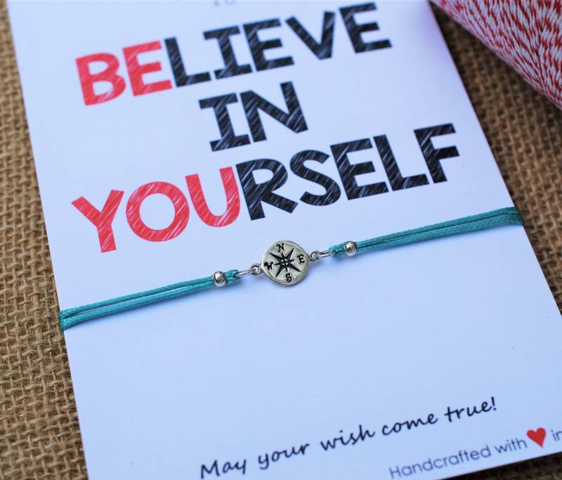 Bester Freund Geschenk Für Ihn Freundschaft Armband Paare Kompass Sterling Silber Believe in Yourself Karte Bff von MakeaWishXO