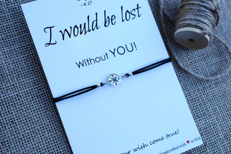 Bester Freund Geschenke Männer Armband Fern Beziehung Sterling Silber Kompass Paar Armbänder Für Paare Freundschaftsarmband von MakeaWishXO