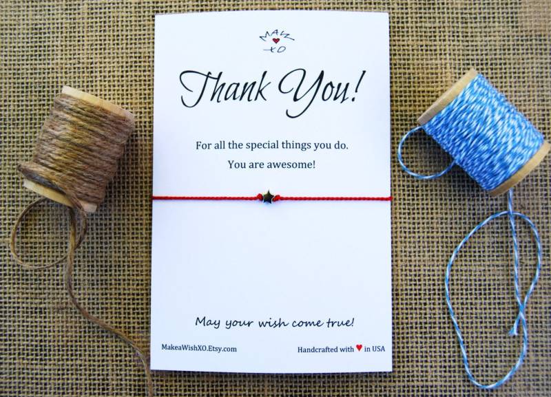 Danke Wunsch-Armband Sterling Silber Stern Armband Anhänger Seidenschnur Freundschaftsarmbänder Geschenk Für Freund von MakeaWishXO