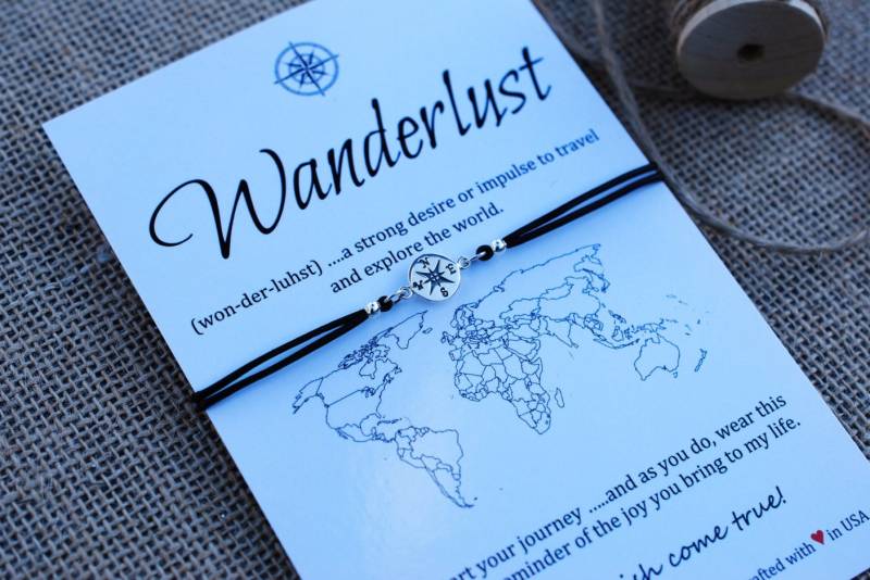 Fernweh Reise Geschenk Freundschaft Armband Machen Einen Wunsch Inspiration Sterling Silber Kompass Reisen von MakeaWishXO