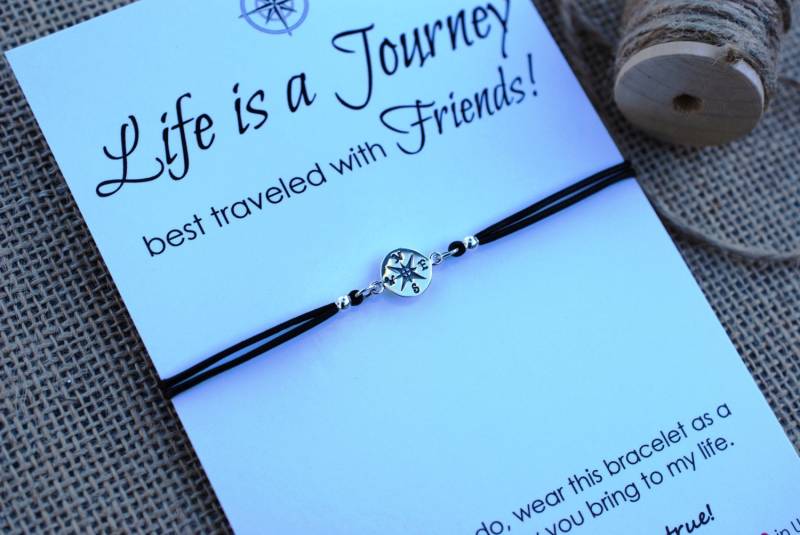 Freundschaft Armband Sterling Silber Kompass Beste Freundin Geschenke Das Leben Ist Eine Reise Fernweh Fern Beziehung Geschenk von MakeaWishXO