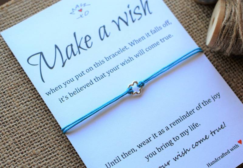 Freundschaft Armband Sterling Silber Stern Anhänger Make A Wish Wunsch Inspirierendes Zitat Karte Originales Geschenk Bester Freund von MakeaWishXO