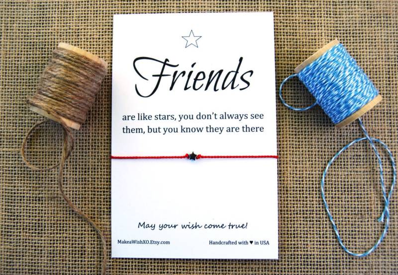 Freundschafts Armband Sterling Silber Stern ~ Machen Sie Einen Wunsch Anhänger Seidenkordel Freunde Geschenk Inspirierend Freund von MakeaWishXO