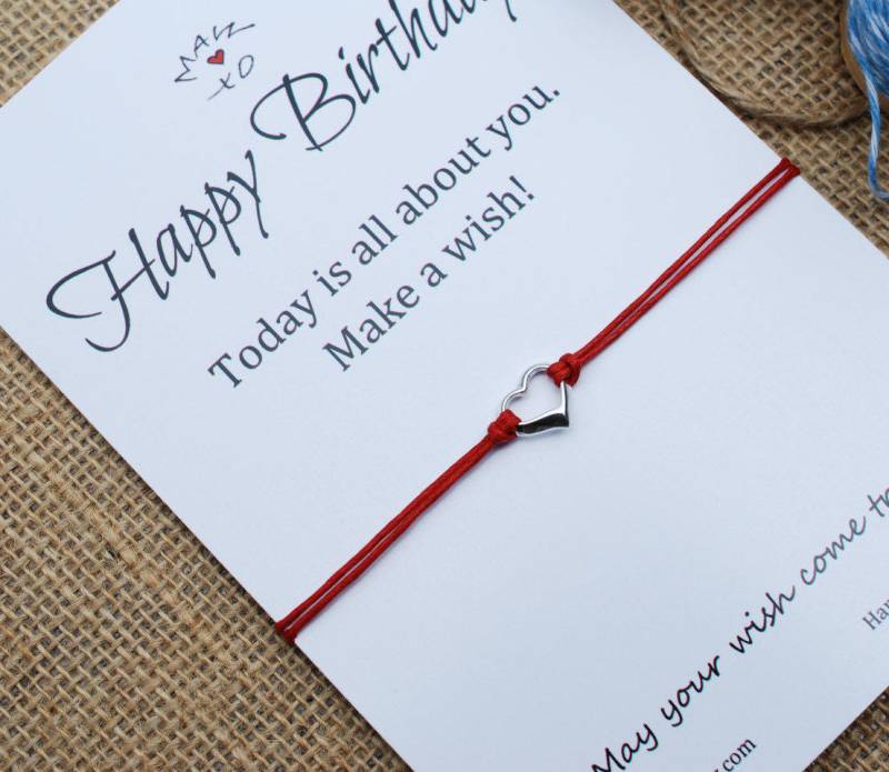Geburtstagsgeschenk Freundschaft Armband Beste Freund Geschenk Alles Gute Zum Geburtstag Karte Sterling Silber Herz Wunsch Inspirierendes von MakeaWishXO