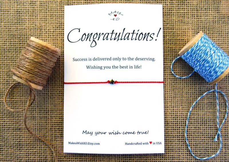 Herzlichen Glückwunsch Wunsch Armband Sterling Silber Stern ~ Machen Sie Einen Charme Seide Abschlussfeier/Neuer Job Ruhestand Geschenk von MakeaWishXO