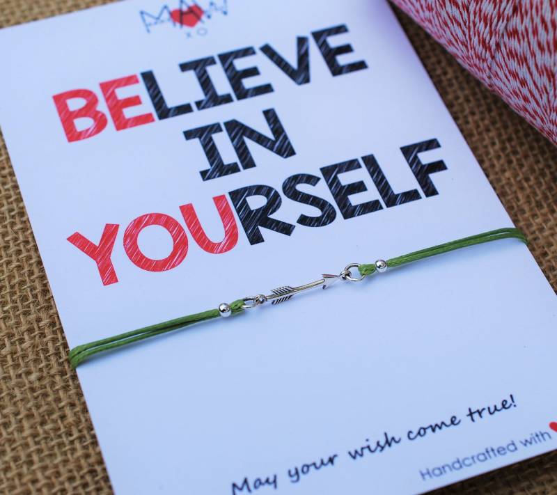 Inspirierende Freundschaft Armband Believe in Yourself Zitat Be You Karte Sterling Silber Pfeil Bff Geschenk Für Freund von MakeaWishXO