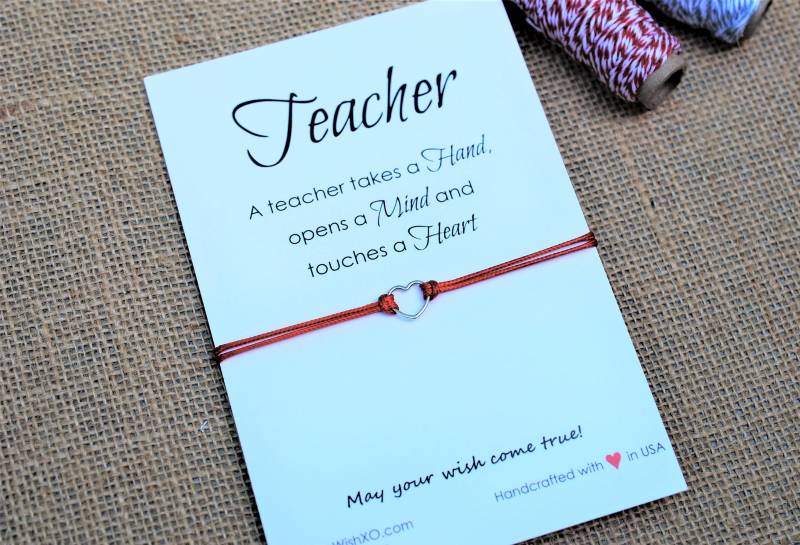Lehrer Geschenke Wertschätzung Geschenk Freundschaft Armband Inspirierende Sterling Silber Herz Wunsch Für Karte von MakeaWishXO