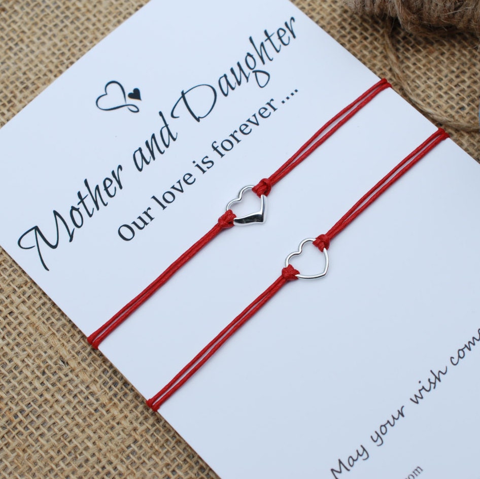 Mutter Tochter Armbänder Mama Und Ich Passende Sterling Silber Herz Armband Makramee "Armband Wunscharmband Freundschaftsarmband von MakeaWishXO