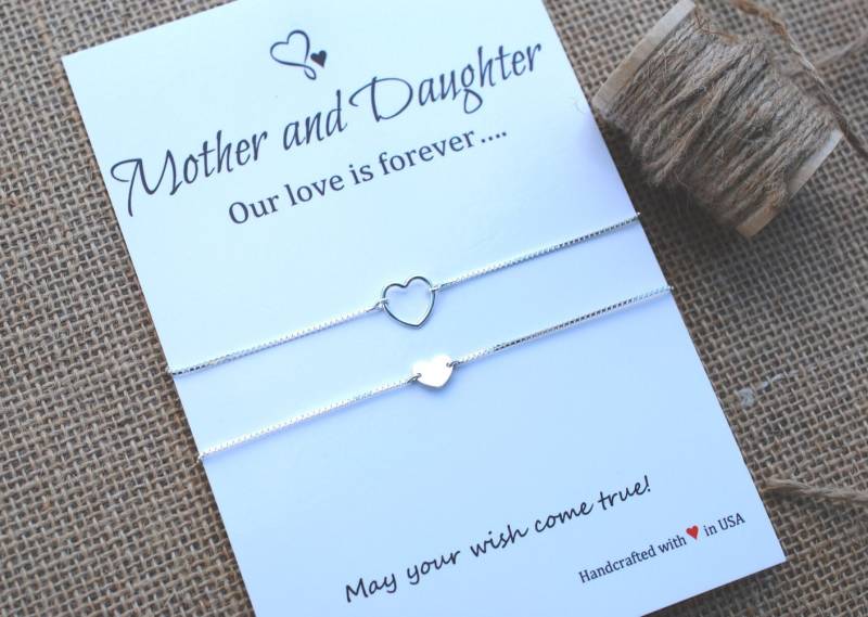 Mutter Tochter Armband Set Mama Und Ich Sterling Silber Herz Inspirierende Geschenk Für Machen Sie Einen Wunsch von MakeaWishXO