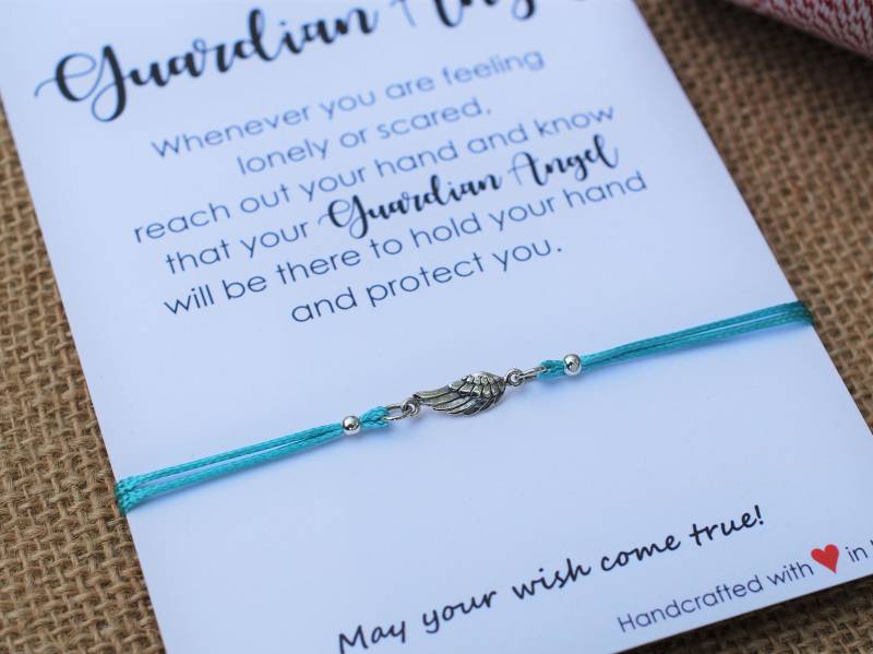 Schutzengel Armband Sterling Silber Flügel Glauben Weihnachtsgeschenk Freundschaft Christ Erinnerung Geschenke von MakeaWishXO