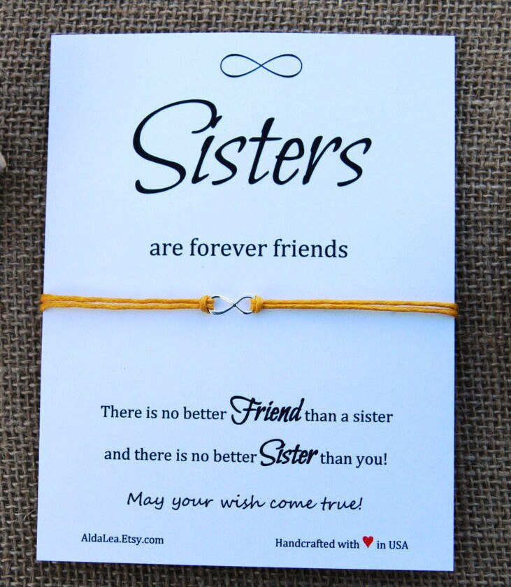 Schwester Geburtstagsgeschenk Für Geschenk Freundschaft Armband Sterling Silber Infinity Make A Wish Inspirational Quote Card von MakeaWishXO