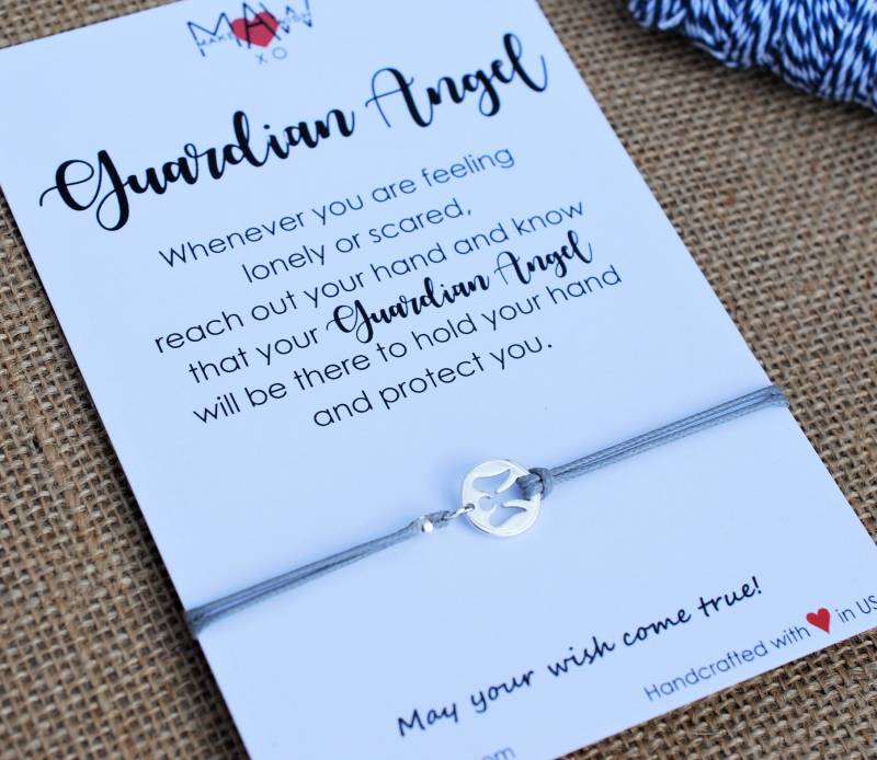 Taufgeschenke Patengeschenk Patenkind Geschenk Schutzengel Armband Sterling Silber Engel Glaube Freundschaftsarmband von MakeaWishXO