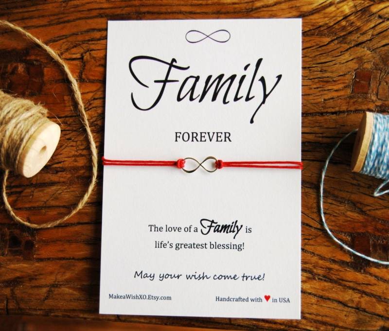 sterling Silber Infinity Armband Familie Für Immer Karte Wunsch Geschenk Familienmitglied Tante Großmutter Schwester Bruder von MakeaWishXO