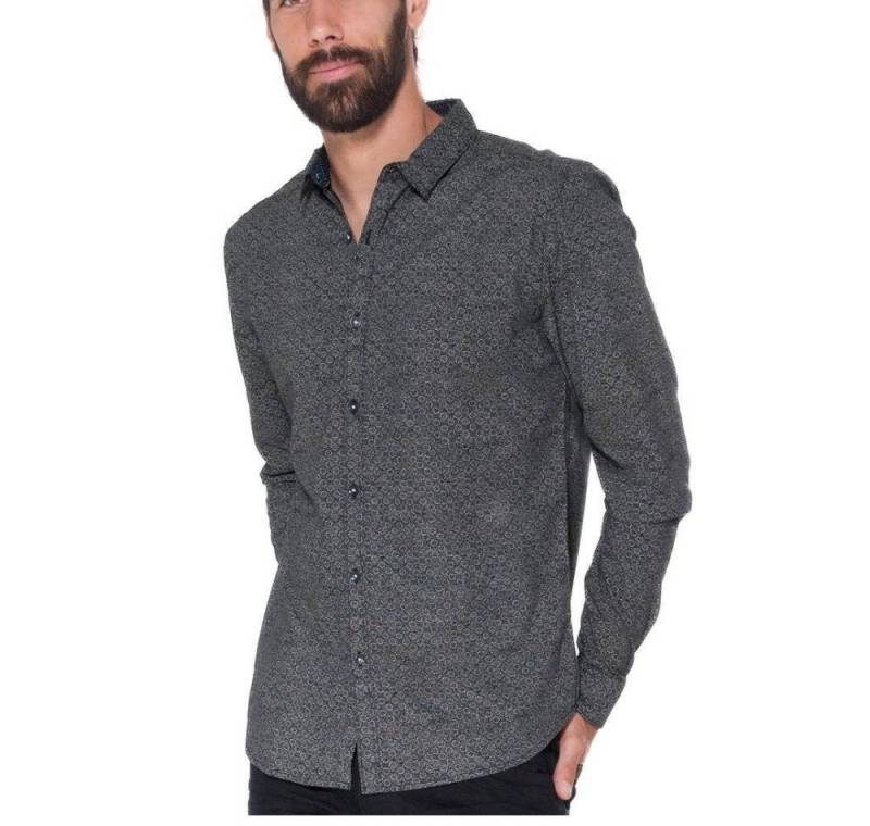 Makenjo Langarmhemd Hemd Langarm Herren Grau Businesshemd von Makenjo