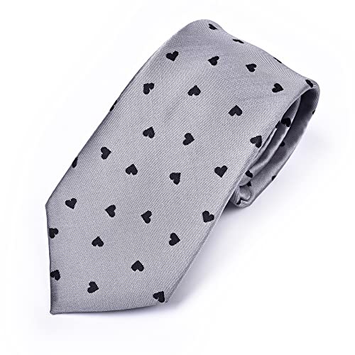 Maker V Herz-Krawatte – Valentinstag-Krawatte – Kardiologe Geschenk für Männer, Schwarze Herzen auf Grau von Maker V