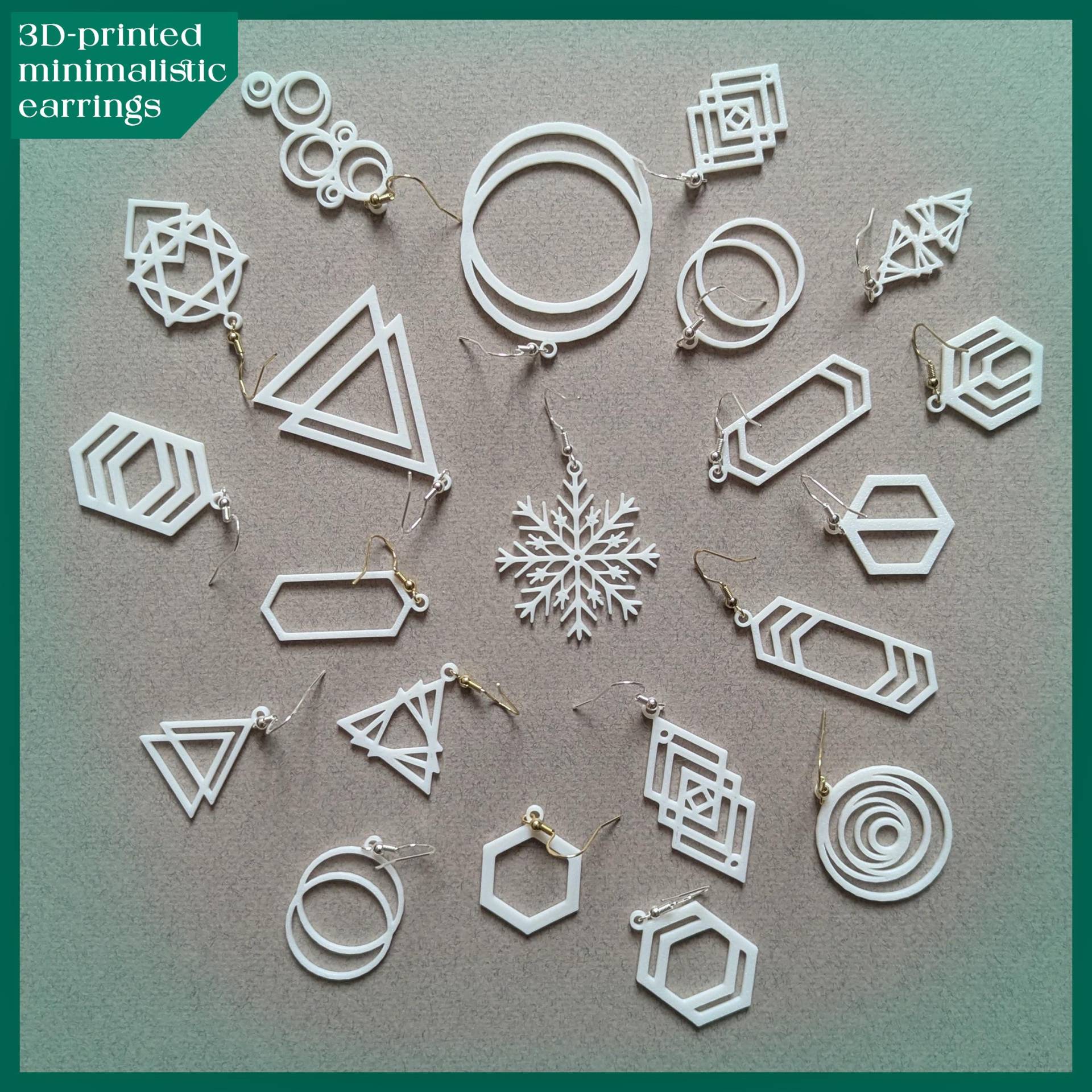 Minimalist 3D Printed Earrings - Geometric Shapes | Lightweight & Modern Multiple Colors von Makez3Dprints