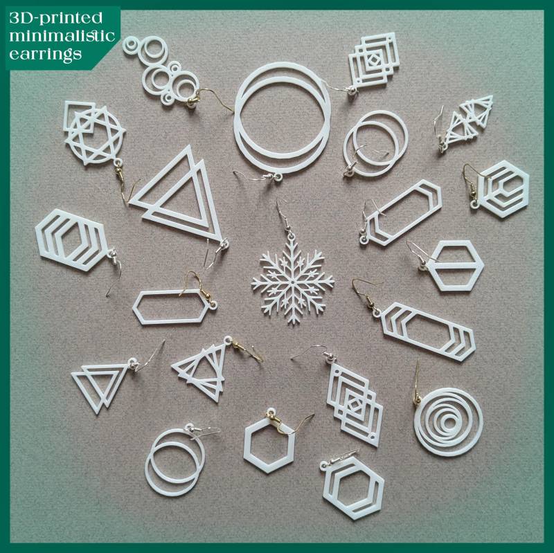 Minimalist 3D Printed Earrings - Geometric Shapes | Lightweight & Modern Multiple Colors von Makez3Dprints